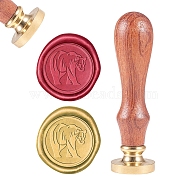 DIY Scrapbook, Brass Wax Seal Stamp and Wood Handle Sets, Bear, Golden, 8.9x2.5cm, Stamps: 25x14.5mm(AJEW-WH0100-120)