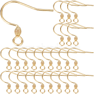 150Pcs 304 Stainless Steel Earring Hooks, Ear Wire, with Horizontal Loop, Real 18K Gold Plated, 17x18x2.4mm, Hole: 1.8mm, 21 Gauge, Pin: 0.7mm(STAS-SC0008-25)