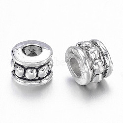 Tibetan Style Alloy Beads, Lead Free & Nickel Free & Cadmium Free, Column, Antique Silver, 6x4.5mm, Hole: 2.5mm(LF0031Y-NF)