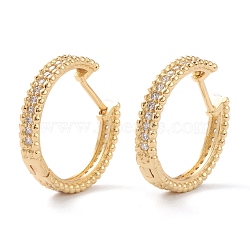 Brass Micro Pave Clear Cubic Zirconia Huggie Hoop Earrings, Long-Lasting Plated, Ring, Real 18K Gold Plated, 4x23mm, Pin: 1mm(EJEW-H109-08G)
