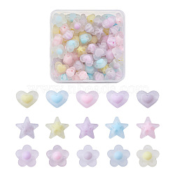 90Pcs 3 Style Transparent Acrylic Beads, Frosted, DIY Accessories, Clear, Heart & Star & Flower, Mixed Color, 13x17x9.5mm, Hole: 2.8mm(FACR-PJ0001-01)