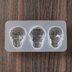 Halloween Theme Skull DIY Silicone Molds, Resin Casting Molds, for UV Resin, Epoxy Resin Craft Making, White, 62x120x26mm, Inner Diameter: 41.5~42x25~32mm(DIY-P078-01B)