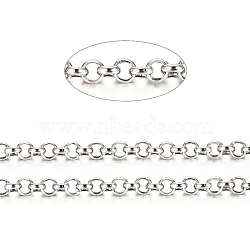 Brass Rolo Chains, Belcher Chains, Soldered, Long-Lasting Plated, with Spool, Cadmium Free & Nickel Free & Lead Free, Platinum, 3x1mm, about 16.4 Feet(5m)/roll(X-CHC-S008-002D-P)