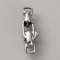 Stainless Steel Lobster Claw Clasps, with End Findings, Stainless Steel Color, 37.5mm, Hole: 5x3mm(STAS-CJC0013-03A)