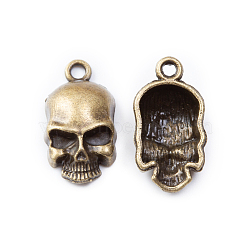 Tibetan Style Alloy Pendants, Skull, Antique Bronze, 19x10x5mm(SKUL-PW0002-129AB)