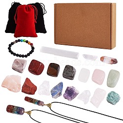 DIY Chakra Gemstone Bracelet Necklace Making Kit, Including Natural Mixed Stone Beads & Bracelet & Necklace, 21Pcs/box(DIY-SZ0008-03)