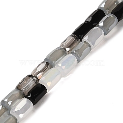 Electroplate Glass Beads Strands, Faceted, Column, Black, 6~6.5x4mm, Hole: 0.8mm, about 80pcs/strand, 20.12~20.24 inch(51.1~51.4cm)(EGLA-D030-08B)