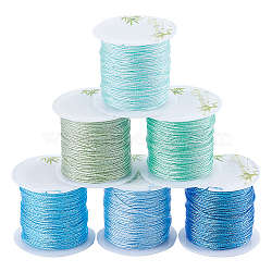 6 Rolls 6 Colors 12-Ply Polyester Thread, Chinese Knotting Cord, for Woven Bracelet Necklace Making, Mixed Color, 0.8mm, about 19.69~22.97 Yards(18~21m)/Bag, 1 roll/color(OCOR-SC0001-06B)