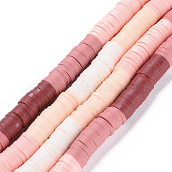 Fixed 5 Color Handmade Polymer Clay Bead Strands, Heishi Beads, Disc/Flat Round, Firebrick & Light Coral & Misty Rose & Bisque & Linen, 6x0.3~1.5mm, Hole: 1.6~1.8mm, about 265~354pcs/strand, 12.76 inch~15.67 inch(32.4cm~39.8cm)(CLAY-S096-029L)