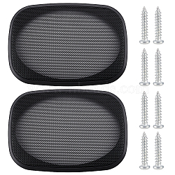 ABS & Steel Mesh Speaker Grills Covers, Car Audio Horn Guard Protector, with Iron Screws, Rectangle, Black, 170x245x20mm, Hole: 4.5mm(AJEW-WH0083-71)