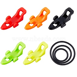 10 Sets 5 Colors Plastic & Silicone O-Rings Fishing Rod Pole Hook Keeper Sets, Fishing Rod Hanging Bait Device, Mixed Color, 14~28x13~25x1.5~9mm, 2 sets/color(AJEW-FH0003-95)