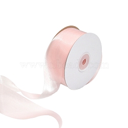 9M Polyester Organza Ribbon, for DIY Veils Blushers Fascinators, Stage Set, Bowknot Making, Pink, 1-5/8 inch(40mm), about 9.84 Yards(9m)/Roll(PW-WG46037-05)