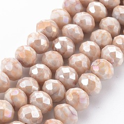 Opaque Baking Painted Glass Beads Strands, Faceted, Rondelle, Orange, 10x8mm, Hole: 1.5mm, about 63pcs/strand, 21.06 inch~21.26 inch(53.5~54cm)(EGLA-N006-006H)