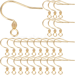 150Pcs 304 Stainless Steel Earring Hooks, Ear Wire, with Horizontal Loop, Real 18K Gold Plated, 17x18x2.4mm, Hole: 1.8mm, 21 Gauge, Pin: 0.7mm(STAS-SC0008-25)