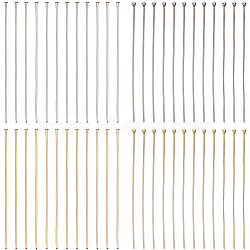 160Pcs 2 Styles 304 Stainless Steel Ball Head Pins and 160Pcs 2 Styles Flat Head Pins, Golden & Stainless Steel Color, 50x0.6~0.7mm(21~22 Gauge), head: 1.5~2mm, 80pcs/style(STAS-SC0007-74)