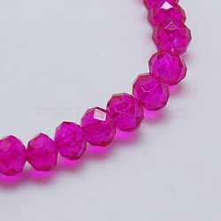 Transparent Glass Bead Strands, Faceted, Rondelle, Medium Violet Red, 4x3mm, Hole: 1mm, about 130~140pcs/strand, 18.1 inch(EGLA-J047-4x3mm-08)