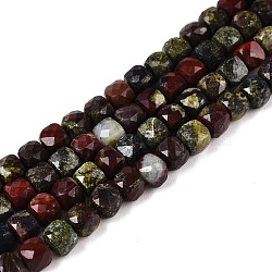 Natural Dragon Blood Beads Strands, Faceted, Cube, 4~5x4~5x4~5mm, Hole: 0.8mm, about 92~105pcs/strand, 14.96~15.35 inch(38~39cm)(G-N342-115)