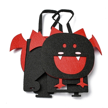 Bat Felt Halloween Candy Bags with Handles, Halloween Treat Gift Bag Party Favors for Kids, Red, 25cm, Bag: 16x19x6cm