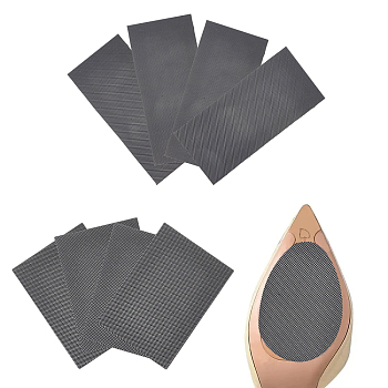 CHGCRAFT 8Pcs 2 Style Shoe Sole Repair, Rubber Sole Replacement, Self-adhesive Anti-Slip Shoe Bottom Pads, Rectangle, Black, 129.5~252x79.5~100x1mm, 4pcs/style