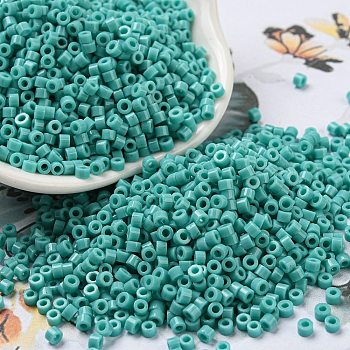 Opaque Colours Glass Seed Beads, Cylinder, Dark Cyan, 2.5x2mm, Hole: 1.4mm