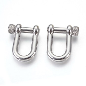 304 Stainless Steel  D-Ring Anchor Shackle Clasps, Stainless Steel Color, 33x25x9mm, 10x20.5mm inner diameter