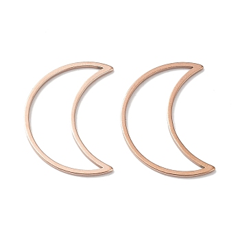 Ion Plating(IP) 304 Stainless Steel Linking Rings, for Jewelry Making, Moon, Rose Gold, 25x17.5x0.8mm, Inner Diameter: 23x8.5mm