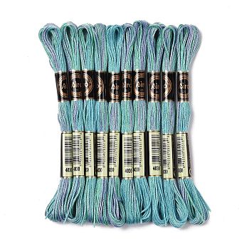 10 Skeins 6-Ply Polyester Embroidery Floss, Cross Stitch Threads, Segment Dyed, Cadet Blue, 0.5mm, about 8.75 Yards(8m)/skein