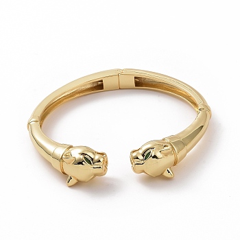 Green Cubic Zirconia Leopard Open Cuff Bangle, Brass Jewelry for Women, Golden, Inner Diameter: 2-1/8 inch(5.5cm)
