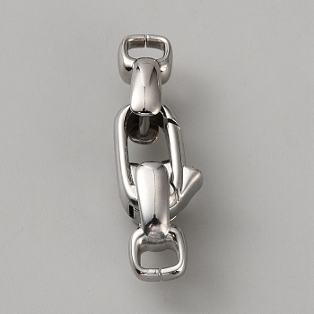 Stainless Steel Lobster Claw Clasps, with End Findings, Stainless Steel Color, 37.5mm, Hole: 5x3mm