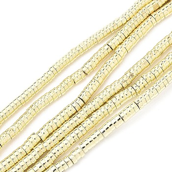 Electroplated Synthetic Non-magnetic Hematite Beads Strands, Disc, Heishi Beads, Golden Plated, 2x1mm, Hole: 1mm, about 355pcs/strand, 14.96''(38cm)