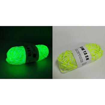 Luminous Two Tone Polyester Yarns, Glow in the Dark Yarn, for Weaving, Knitting & Crochet, Green Yellow, 2mm, about 53m/skein