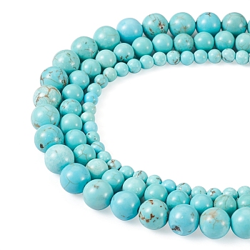 Cheriswelry 3 Strand 3 Size Natural Howlite Beads Strands, Dyed, Round, 4~8mm, Hole: 1mm, 1strand/size