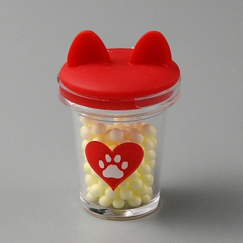 Transparent Resin Cat Ear Bottle Pendants, Bubble Milk Tea Cup Charms, Imitation Food, Red, 22.5x35mm, Hole: 1.2mm