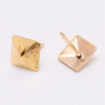 Iron Nails, Sofa Foam Nails, for Furniture Decoration, Square, Light Gold, 17x12x12mm, Pin: 1.4mm