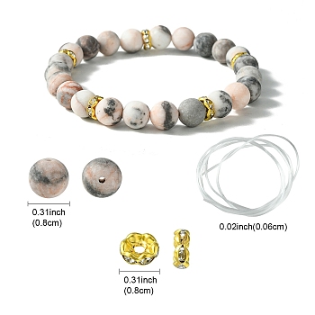 DIY Natural Zebra Jasper Round Beaded Stretch Bracelet Making Kit, 8~8.5mm, Hole: 1mm