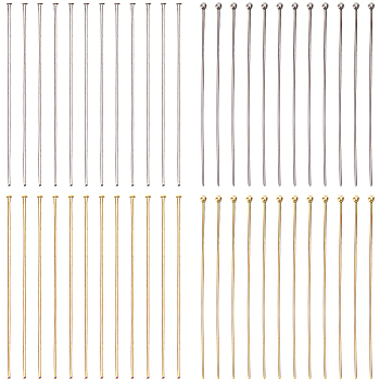 160Pcs 2 Styles 304 Stainless Steel Ball Head Pins and 160Pcs 2 Styles Flat Head Pins, Golden & Stainless Steel Color, 50x0.6~0.7mm(21~22 Gauge), head: 1.5~2mm, 80pcs/style