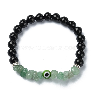 4Pcs 4 Style Natural Mixed Gemstone & Glass Evil Eye Beaded Stretch Bracelets Set(BJEW-TA00450)-3