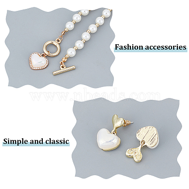 Anattasoul ABS-Kunststoffperlen-Herzanhänger-Halskette mit Perlenketten und baumelnden Ohrsteckern(SJEW-AN0001-18)-3
