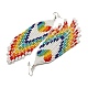 Boho Rainbow Color Seed Bead Heart Tassel Earrings(EJEW-Q380-01A)-2