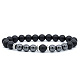 Natural Black Stone & Synthetic Hematite Stretch Bracelet(XX9870-7)-1