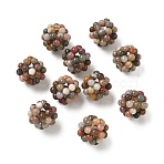 Natural Alashan Agate Woven Beads, Cluster Beads, Round, 9~10mm, Hole: 1.6mm(GG-CBA2E9C-C04-02)