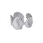 201 Stainless Steel Cuff Bangles, Wide Band Bangles for Women, Stainless Steel Color, Shell Shape, Inner Diameter: 2.36 inch(6cm)(WGC4B4F-03)