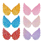60Pcs 6 Colors Polyester Thread Iron on/Sew On Patches, Cloth Appliques, Wings, Mixed Color, 65x82x1mm, 10pcs/color(PATC-GO0001-12)