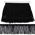 3M Double-Faced Pile Tassel Lace Edge Trim Ribbon, for Cloth Dress Sewing Accessories, Black, 5-7/8 inch(150mm), about 3.28 Yards(3m)/Set(OCOR-WR0001-79A)