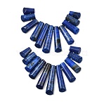 Natural Lapis Lazuli Beads Strands, Graduated Fan Pendants, Focal Beads, Dyed, 16~39x9.5~10x5mm, Hole: 1mm, 11pcs/strand, 3.27 inch(G-P298-I01)