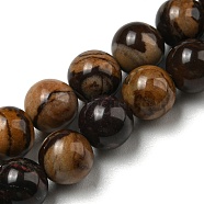 Natural Rhodonite Round Beads Strands, Round, 6mm, Hole: 0.8mm, about 65pcs/strand, 15.67''(39.8cm)(G-R494-A21-02)