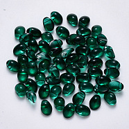 Spray Painted Imitation Jade Glass Charms, Oval, Sea Green, 8.5x6x4.5mm, Hole: 1mm(GLAA-R211-05-J08)