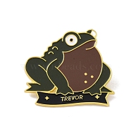 Cartoon Magic Hat Magic Frog Golden Alloy Brooches, Enamel Pins, Black, 34x40x1.5mm(JEWB-U003-02B)