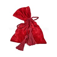 Velvet Drawstring Pouches, Jewelry and Candy Pouches, for for Christmas Wedding Party Favors, Rectangle, Red, 12x14x0.5cm(TP-CJC0001-01C)