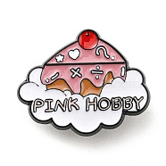Pink Series Food Theme Enamel Pins, Black Alloy Brooches for Women, Cherry Cake, Cloud, 24x29x1.5mm(JEWB-P021-E03)